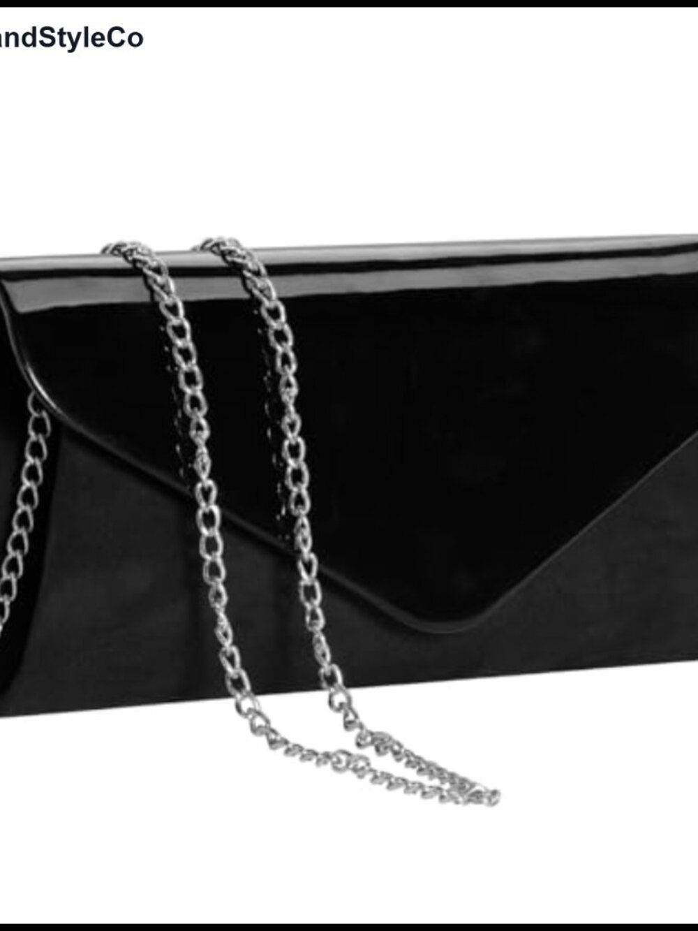 Patent Leather Clutch Evening Bag with Removable Chain and Flannelette Lining